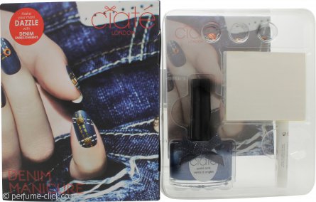 Ciaté Denim Manicure Kit Gift Set 13.50ml Nail Polish in Regatta + 1 x Grip Glue + 30 x Studs + 2 x Water Transfers