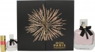 Yves Saint Laurent Mon Paris Presentset 90ml EDP + 7.5ml EDP + 4ml Lipstick - No. 49