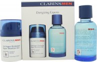 Clarins men energizing experts gift set 50ml super moisture gel 100ml aftershave energizer