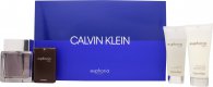 Calvin Klein Euphoria Gift Set 100ml EDT + 20ml EDT + 100ml Aftershave Balm + 100ml Body Wash