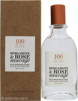100BON Bergamote & Rose Sauvage Eau de Parfum 50ml Spray Ricaricabile