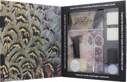 Ciate Feathered Manicure Ruffle My Feathers Gift Set 5ml Chincilla Nail Polish + 13ml Speed Coat Pro + Scissors + Nail File Block + Genuine Feathers
