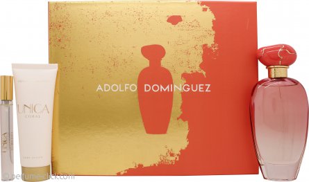 Adolfo Dominguez Unica Coral Gift Set 3.4oz (100ml) EDT + 0.3oz (10ml) EDT + 2.5oz (75ml) Body Lotion