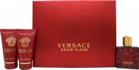 Versace Eros Flame Gift Set 1.7oz (50ml) EDP + 1.7oz (50ml) Shower Gel + 1.7oz (50ml) Aftershave Balm