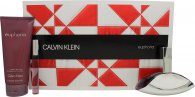 Calvin Klein Euphoria Gift Set 3.4oz (100ml) EDP + 0.3oz (10ml) Rollerball EDP + 6.8oz (200ml) Body Lotion