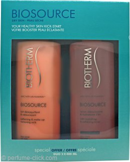 Biotherm Biosource Gift Set For Dry Skin 13.5oz (400ml) Hydrating and Tonifying Toner + 13.5oz (400ml) Make Up Removing Milk