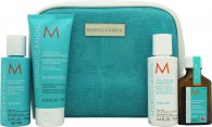 Moroccanoil Gift Set 25ml Hair Oil Treatment + 70ml Volumizing Shampoo + 70ml Volumizing Conditioner + 75ml Hair Mask + Pouch