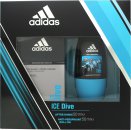 Adidas Ice Dive Gift Set 1.7oz (50ml) Aftershave + 1.7oz (50ml) Deodorant Roll-On
