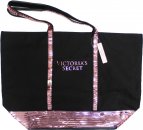 Victoria's Secret Black With Pink Sequin Tote Bag