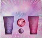Style & Grace Glitz & Glam Glimmer Geschenkset Eco Packaging 110 ml Körperwäsche + 110 ml Körperlotion + 80 g Bade-Fizzer + 1 Duschblume