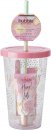 Style & Grace Bubble Boutique Travel Cup Gift Set 30ml Hand Lotion + 8ml Lip Gloss - Vanilla + Nail File + Drinking Cup With Straw
