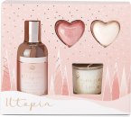 Style & Grace Utopia Relax and Bathe Gift Set 100ml Body Wash + 2 x 20g Heart Bath Fizzer + 30g Candle