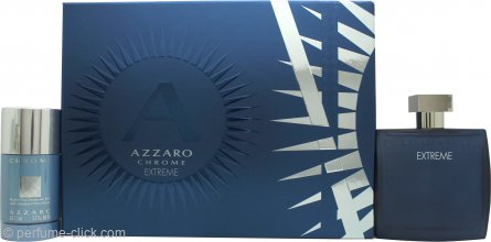 Azzaro Chrome Extreme Gift Set 3.4oz (100ml) EDP + 75g Deodorant Stick