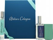 Atelier Cologne Geschensket 30ml Patchouli Riviera Cologne Absolue (Pure Perfume) + 10ml Clémentine California Cologne Absolue (Pure Perfume) + Leren Hoesje