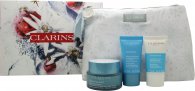 Clarins Hydra-Essential Gift Set 1.7oz (50ml) Face Cream + 0.5oz (15ml) Face Mask + 0.5oz (15ml) Exfoliating Cream + Pouch