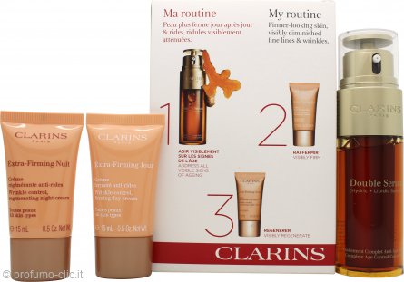 Clarins Skincare Set Regalo 50ml Double Serum + 15ml Extra-Firming Day Cream + 15ml Extra-Firming Night Cream