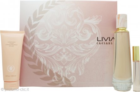 Caesars Livia Gift Set 100ml EDP + 100ml Body Lotion + 9ml Roll-On Perfume