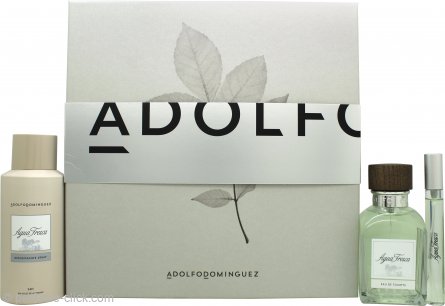 Adolfo Dominguez Agua Fresca Gift Set 4.1oz (120ml) EDT + 5.1oz (150ml) Deodorant Spray + 0.3oz (10ml) EDT