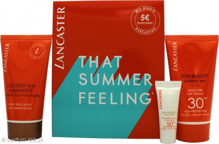 Lancaster That Summer Feeling Gift Set Sun Beauty 50ml Velvet Milk + 50ml Golden Tan Maximizer + 3ml Illuminating Cream