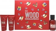 DSquared² Red Wood X-mas21 Geschenkset 50 ml EDT + 50 ml Körperlotion + 50 ml Duschgel