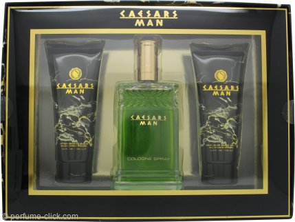 Caesars Man Gift Set 3.4oz (100ml) Cologne Spray + 3.4oz (100ml) Hair & Body Wash + 3.4oz (100ml) Aftershave Balm