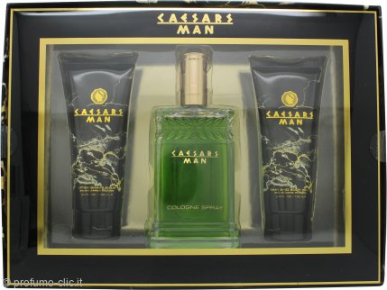 Caesars Man Gift Set 100ml Cologne Spray + 100ml Hair & Body Wash + 100ml Aftershave Balm