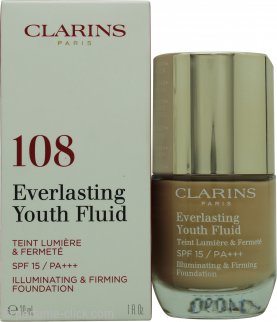 Clarins Everlasting Youth Fluid Foundation SPF15 1.0oz (30ml) - 108 Sand