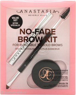 Anastasia Beverly Hills No-Fade Brow Kit Soft Brown 4g Dipbrow Pomade + 2.5ml Mini Clear Wenkbrauwgel + Kwastje