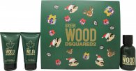 DSquared² Green Wood X-mas21 Gift Set 50ml EDT + 50ml After Shave Balm + 50ml Shower Gel