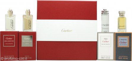 Cartier Miniatures For Men Gift Set 5ml L'Envol de Cartier EDP + 5ml Eau De Cartier EDT + 4ml Declaration EDT + 4ml Declaration EDP