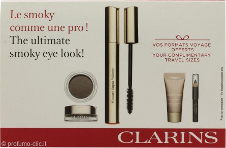 Clarins The Ultimate Smokey Eye look Gift Set 7ml Supra Volume Mascara + 7g Eyeshadow + 5ml Concealer + 0.39g Crayon Khol
