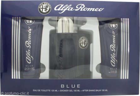 Alfa Romeo Blue Gift Set 125ml EDT + 100ml Shower Gel + 100ml Aftershave Balm