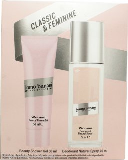 Bruno Banani Woman Gift Set 2.5oz (75ml) Deodorant Natural Spray + 1.7oz (50ml) Shower Gel
