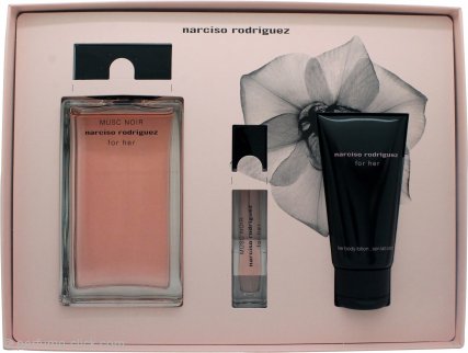 Narciso Rodriguez Musc Noir For Her Gift Set 3.4oz (100ml) EDP Spray + 1.7oz (50ml) Body Lotion + 0.3oz (10ml) EDP Purse Spray