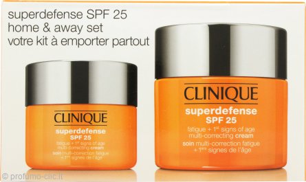 Clinique Superdefense SPF25 Home & Away Gift Set 50ml + 30ml Fatigue + 1st Signs of Age Multi-Correcting Cream