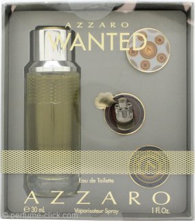 Azzaro Wanted Gift Set 1.0oz (30ml) EDT + 3 x Badge Pins