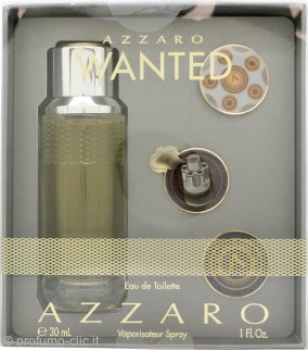 Azzaro Wanted Gift Set 30ml EDT + 3 x Badge Pins