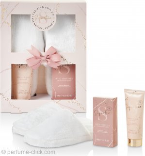 The Kind Edit Co. Signature Slippers Gift Set 5.1oz (150ml) Body Wash + 100g Bath Crystals + 1 Pair Slippers