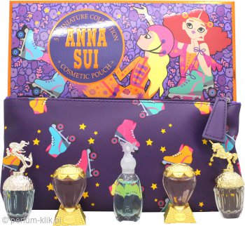 Anna Sui Signature Mini Collection 5ml Fantasia EDT + 5ml Fantasia Mermaid EDT + 5ml Secret Wish EDT + 2 x 5ml Sky EDT + Pouch