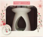 Yankee Candle Wax Melt Warmer Gift Set Ceramic Wax Melt Burner + 3 x 28g Wax Melts (Snow Globe Wonderland, Snowflake Kisses and Peppermint Pinwheels)