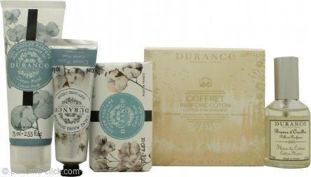 Durance Provence France Cotton Musk Gift Set 2.5oz (75ml) Shower Gel + 125g Soap + 1.0oz (30ml) Hand Cream + 1.7oz (50ml) Pillow Spray