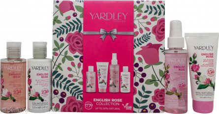 Yardley English Rose Gift Set 3.4oz (100ml) Body Wash + 3.4oz (100ml) Body Lotion + 3.4oz (100ml) Body Mist + 1.7oz (50ml) Hand Cream
