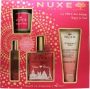 Nuxe Happy In Pink Gavesett 100ml Huile Prodigieuse Florale + 15ml Prodigieux Floral Le Parfum + 100ml Prodigieux Floral Dusjgel + 70g Prodigieux Floral Lys
