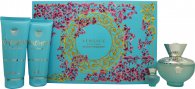 Versace Pour Femme Dylan Turquoise Gift Set 100ml EDT + 100ml Shower Gel + 100ml Body Lotion + 5ml EDT
