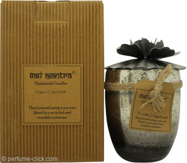Bali Mantra Hibiscus Glass Silver Candle 500g - Peach Grapefruit