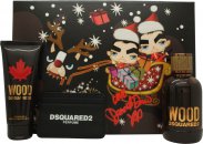 DSquared2 Wood For Him Gift Set 100ml EDT + 100ml Shower Gel + Pouch