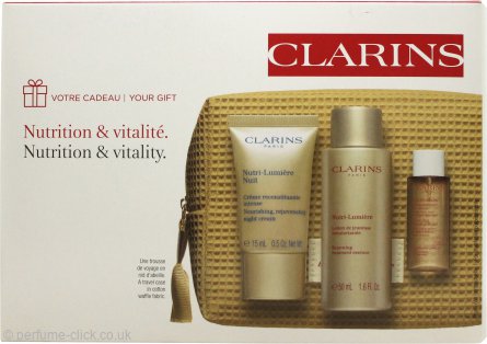 Clarins Nutri-Lumière Gift Set Essence Renewing Night 50ml 15ml + Micellar Cream + 10ml Treatment Cleansing Water