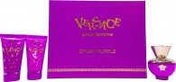versace pour femme dylan purple gavesæt 50ml edp + 50ml shower gel + 50ml body lotion