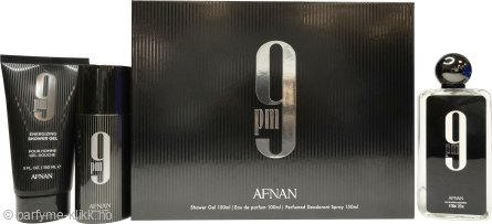 Afnan Perfumes 9PM Gift Set 100ml EDP + 150ml Shower Gel + 150ml Deodorant Spray