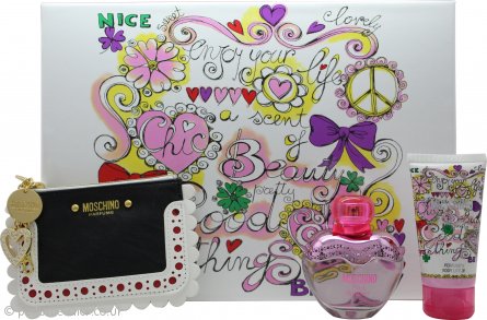 Moschino Pink Bouquet Gift Set 50ml EDT + 50ml Body Lotion + Coin Purse